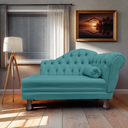 Ver imagem 2 de Recamier Sofá Esquerdo Larissa 120cm Sala Veludo Azul Turquesa - Incasa Decor