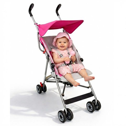 Carrinho de Bebê Passeio Estilo Guarda Chuva Compacto Turim até 15kg Rosa - Baby Style