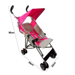 Carrinho de Bebê Passeio Estilo Guarda Chuva Compacto Turim Rosa - Baby Style - 2