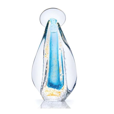 Imagem Nossa Senhora Santa Pequena Azul Gold Ouro 24k Cristal Murano São Marcos 21x12cm