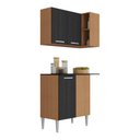 Ver imagem 1 de Kit Armário de Cozinha Aéreo Canto com Balcão 90cm 3 Portas Pequim Multimóveis Mp2381 Madeirado/