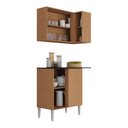 Ver imagem 4 de Kit Armário de Cozinha Aéreo Canto com Balcão 90cm 3 Portas Pequim Multimóveis Mp2381 Madeirado/
