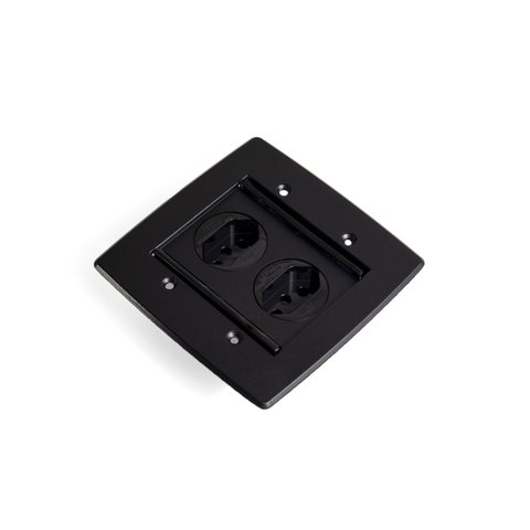 Caixa de Tomada Piso Embutir Espelho 4x4 2 Tomadas Preto