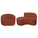 Ver imagem 2 de Kit Divã Recamier Orgânico Marrocos 150cm Lado Esquerdo e 1 Poltronas Amore Bouclé Terracota