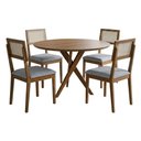 Ver imagem 1 de Mesa de Jantar Redonda Cacau com 4 Cadeiras Estofadas Encanto Linho Cinza Ornar