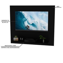 Painel para Tv de até 32 Polegadas 90x78cm Netmobil - Preto - 4