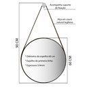 Ver imagem 4 de Espelho Decorativo Adnet Redondo 60cm com Alça Rosa Bebê Banheiro Sala Hall