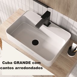 Conjunto Gabinete Banheiro Taos 80cm (armário + Cuba + Espelheira + Tampo Vidro) - 5
