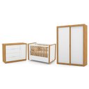 Ver imagem 1 de Dormitório Tutto New 2 Portas, Cômoda 1 Porta e Berço Branco Soft/Freijó - Matic Móveis