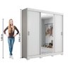 Guarda Roupas Casal Porta com Espelho 3 Portas de Correr 4 Gavetas Áustria Notável - 5