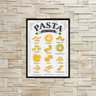 Quadro Decorativo Tipos De Pasta 33x24cm - com vidro:Madeira branca - 1