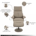 Ver imagem 3 de Poltrona Reclinável Elétrica de Massagem com Apoio de Pés e Giratória Nebraska Pu Fendi G56 - Rivatt