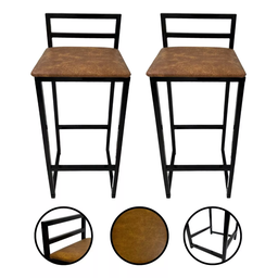 Kit 2 Banquetas Quadrada Bistro Industrial Alta Casa Bar Cozinha:jambo - 2