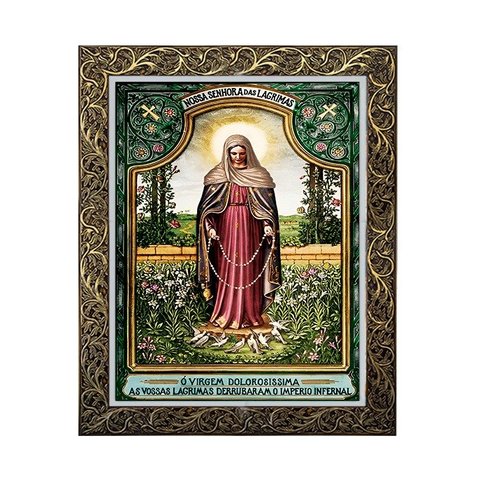 Quadro Nossa Senhora das Lágrimas Moldura Luxo 75 cm x 55 cm FORNECEDOR 55 012 NS das Lágrimas - M