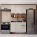 Ver imagem 1 de Cozinha Modulada 5 Peças 8 Portas 2 Gavetas com Nicho Decorativo Isabelle Bege/Freijó/Arenas