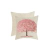 Capa Almofada para Sofa Bege Arvore Rosa Pink 45cm Kit 2un - 1