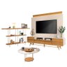Estante Home Theater Nobre Off White Cinamomo e Aparador Infinity e Mesa de Centro Sky com Tampo de  - 1