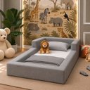 Ver imagem 1 de Cama Montessoriana Solteiro Desmontável com Colchão em Bouclé:Cinza