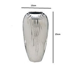 Vaso de Cerâmica Prata Espelhado Estilo Colonial Vintage Espressione Vaso Decorativo Prata, Vaso Esp - 7