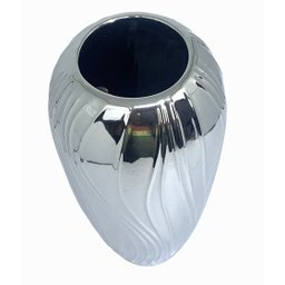 Vaso de Cerâmica Prata Espelhado Estilo Colonial Vintage Espressione Vaso Decorativo Prata, Vaso Esp - 4