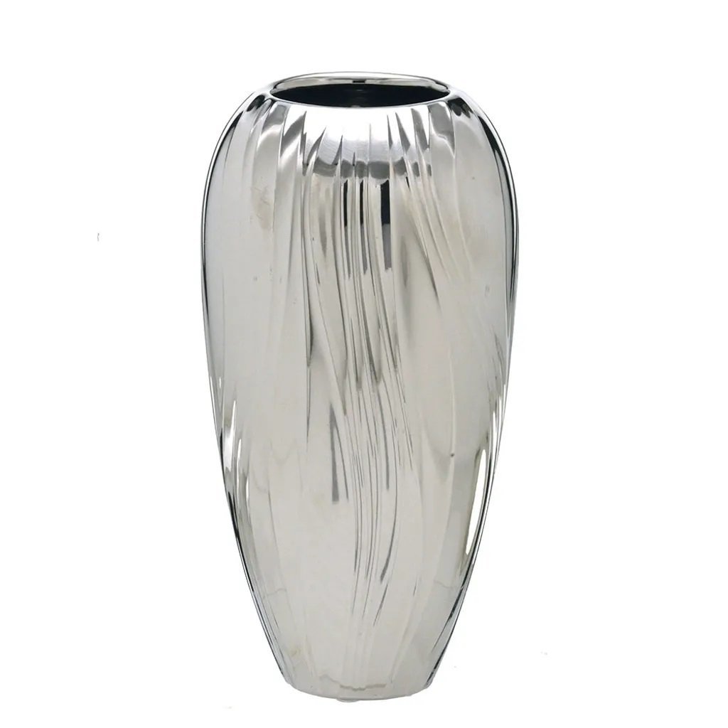Vaso de Cerâmica Prata Espelhado Estilo Colonial Vintage Espressione Vaso Decorativo Prata, Vaso Esp - 2