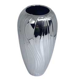 Vaso de Cerâmica Prata Espelhado Estilo Colonial Vintage Espressione Vaso Decorativo Prata, Vaso Esp - 6