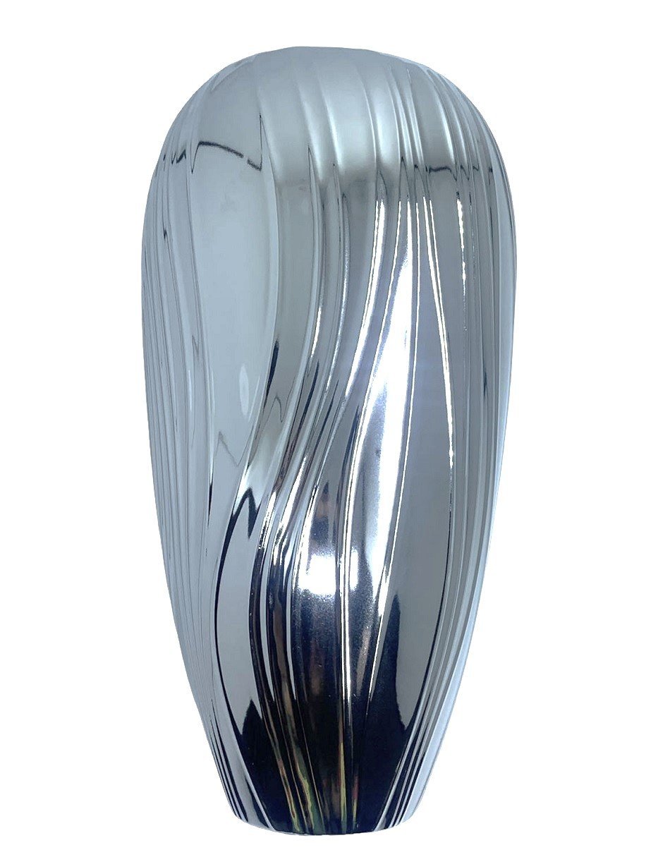 Vaso de Cerâmica Prata Espelhado Estilo Colonial Vintage Espressione Vaso Decorativo Prata, Vaso Esp - 3