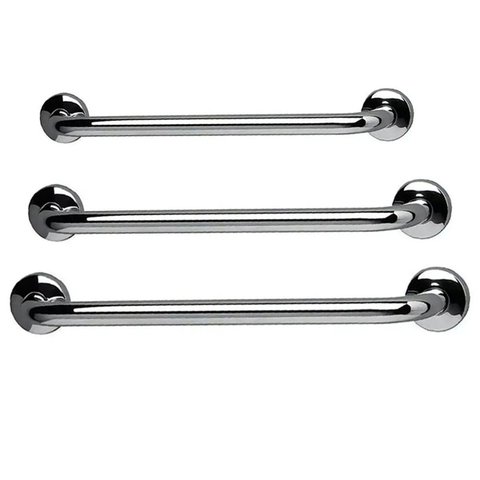 Barra de Apoio Inox 40cm 50cm 60cm Kit 3 Unidades Idoso Cadeirante Deficiente Box Banheiro Segurança