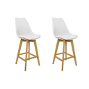 Ver imagem 4 de Kit 2 Banquetas de Cozinha com Base Alta Assento Estofado na Cor Branca e Armação de Madeira Bering