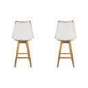 Ver imagem 3 de Kit 2 Banquetas de Cozinha com Base Alta Assento Estofado na Cor Branca e Armação de Madeira Bering