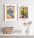 Ver imagem 2 de Kit 2 Quadros Artes Monet e Van Gogh- Flores 24x18cm - com Vidro:madeira Branca
