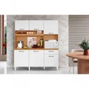 Ver imagem 1 de Kit Cozinha Compacta Siena 6 Portas 1 Gaveta 160cm Cinamomo e Branco Aramóveis