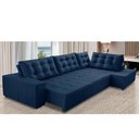 Ver imagem 1 de Sofá de Canto Retrátil e Reclinável com Molas 3,00x2,00 Berlim Suede Azul Mirra Decor