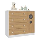 Ver imagem 2 de Cômoda Infantil 95cm 1 Porta com Vidro e 4 Gavetas Pirulito Multimóveis Mp4469 Branco/madeirado