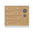 Ver imagem 4 de Cômoda Infantil 95cm 1 Porta com Vidro e 4 Gavetas Pirulito Multimóveis Mp4469 Branco/madeirado