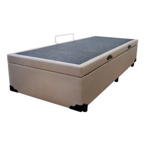 Cama Box Bau Solteirão Premium ( Blindada ) Super Reforçada - Corino - Bege