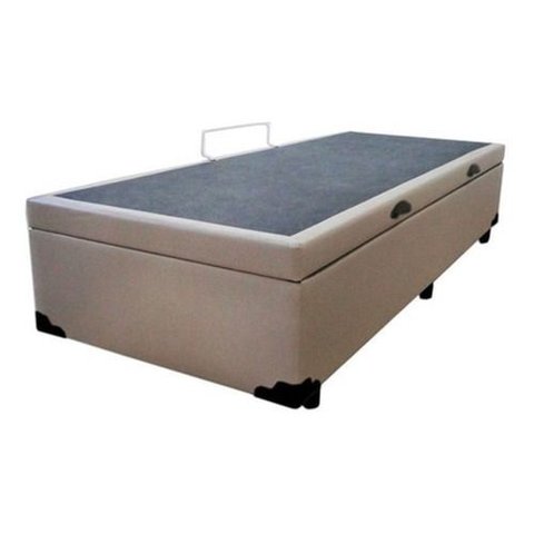 Cama Box Bau Solteirão Premium ( Blindada ) Super Reforçada - Corino - Bege