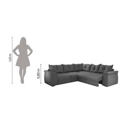 Sofá De Canto 5 Lugares Com Retrátil Qatar Suede Cinza Cinza - 4