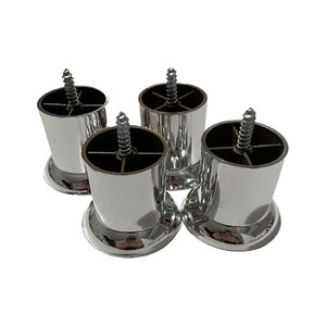 Pé Para Sofá 50mm x 60mm Cromado Metalizado Redondo 4 unidades