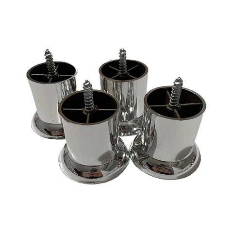 Pé Para Sofá 50mm x 60mm Cromado Metalizado Redondo 4 unidades