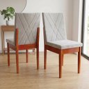 Ver imagem 1 de Kit 2 Cadeiras de Jantar Madeira Maciça Estofada Dakota Marrom e Bege Claro