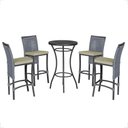 Ver imagem 1 de Mesa Bistrô e 4 Banquetas Roma Preta Corda Náutica Estofado 7 Trama Original