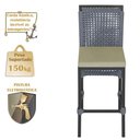 Ver imagem 4 de Mesa Bistrô e 4 Banquetas Roma Preta Corda Náutica Estofado 7 Trama Original
