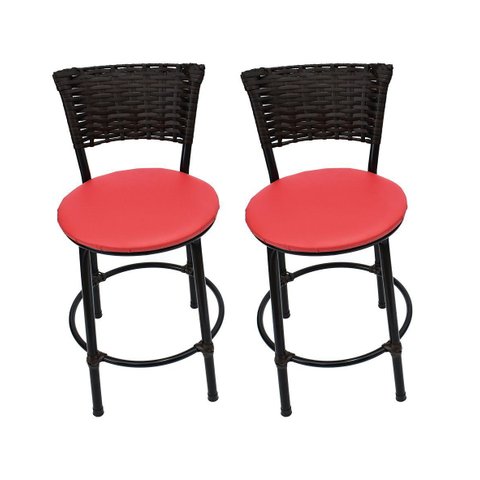 Kit 2 Banquetas Baixa Cozinha Encosto Juncado