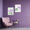 Ver imagem 1 de Kit 2 Quadros Lavanda - Lilás e Verde 33x24cm - com Vidro:moldura Branca