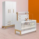Ver imagem 1 de Conjunto Berço Mini Cama Fantasia, Cômoda C/nicho e Guarda Roupa Slim Branco