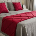 Ver imagem 1 de Peseira Drapeada Veludo Luxo 2,15x0,50m Dupla Face cama casal Vermelho