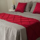 Ver imagem 5 de Peseira Drapeada Veludo Luxo 2,15x0,50m Dupla Face cama casal Vermelho