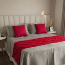 Ver imagem 4 de Peseira Drapeada Veludo Luxo 2,15x0,50m Dupla Face cama casal Vermelho