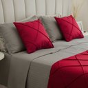 Ver imagem 3 de Peseira Drapeada Veludo Luxo 2,15x0,50m Dupla Face cama casal Vermelho